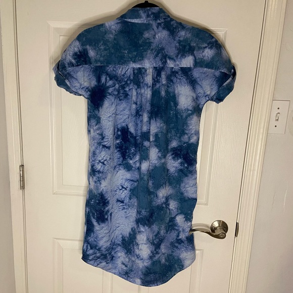 Cynthia Rowley Blue Tie Dye Button Down Shirt Dress Size XS - Picture 6 of 6
